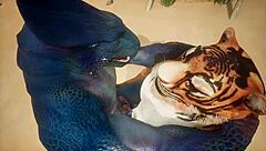 uh, tiger got lizard cumming over n over in wild action