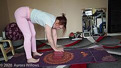 Yoga lesson with cute brunette amateurs focusing on ass and pussy in a sexy fetish session