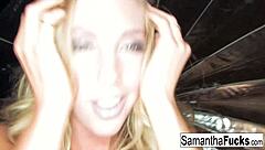 Blonde Babe Samantha Teases With Her Big Tits And Ass