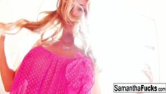 Blonde Babe Samantha Teases With Her Big Tits And Ass