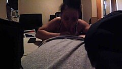 she eagerly sucks that dick from pov, swallowing cum in mouth.