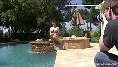 NATASHA NICE MASTURBATES NUDE OUTDOOR BY THE POOL