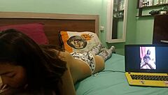 that geeky latina chick jumping all over her boyfriend in a horny frenzy