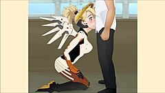 overwatch mercy gets super deepthroat in hentai porn?