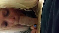 Blonde gives johnny a blowjob in this raw scene