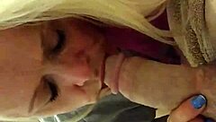 Blonde gives johnny a blowjob in this raw scene