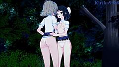 wow, hibiki tachibana, miku kohinata, and laura bodewig in intense lesbian hentai play! 🔥