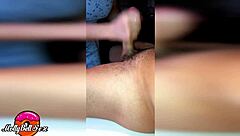 Sexy blonde gives handjob to big cock lover instead of dinner