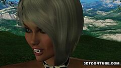 hey, watch these two bi 3d babes lick and share cock