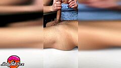 Sexy blonde gives handjob to big cock lover instead of dinner