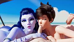 Tifa From Overwatch Receives Blowjob And Positions With Friends