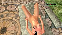 Cute Indian girl in 3D cartoon uses carrot for masturbation