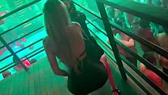 hot blonde gets horny at the party in lingerie 😏