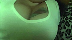 My wife sucking and showing big tits.