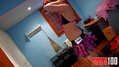 French Teen Leslie Fox Hides Secrets Under Skirt For Wild Assfucking