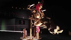 ryo explores the red robin lounge, dancing on a machine table in a wild night.