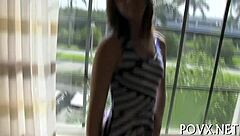 Teen's Tight Shaved Pussy Gets Nailed in POV