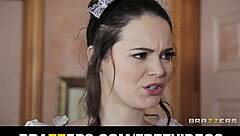 Horny French Maid With Perfect Natural Tits Takes Monster Cock Roughly!