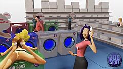 i watch two busty lesbians use double dildo in public store