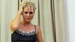 Euro Milf Veronique Teases with Her Hot Pussy in Solo Play.