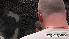 gay jock cums on hunks face after softcore blowjob in bareback scene