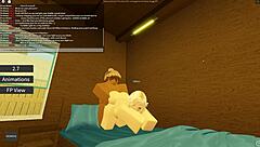 Roblox porn with cute whore bent over for doggystyle. She rides cowgirl on big black cock before missionary banging.