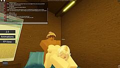 Roblox porn with cute whore bent over for doggystyle. She rides cowgirl on big black cock before missionary banging.