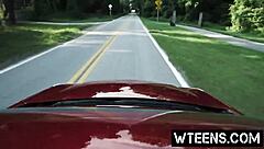 lovely blonde teen 18+ has a scary joyride experience