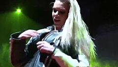 Flexible Babe Undresses and Orgasms on Public Stage!