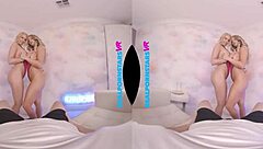 Big tit babes Kayley Gunner & Vanessa Cage tag-team your monster cock deep