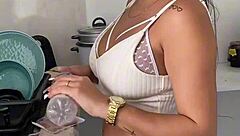 Join me in the kitchen for breakfast with this curvy Latina beauty.