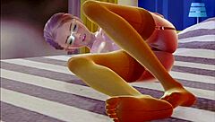 A young teen in stockings indulges in solo masturbation in this 3d anime scene