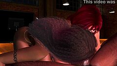 the power of three in cartoon anime hentai with redhead and big black cock