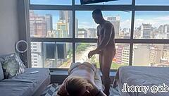 a steamy massage turns wild for tattooed blonde Luxx with a monster cock.