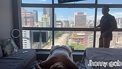 a steamy massage turns wild for tattooed blonde Luxx with a monster cock.