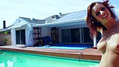 Lesbians at the pool: kissing turns to intense licking and muff diving