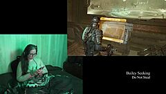 Playing through Deadspace naked, showcasing big natural tits and long hair in part 8