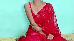 red saree indian babe gets pussy licked and fucked