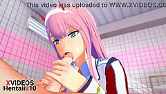 Zero Two Blowjob Hentai Anime with Sucking Sex and Pussy Play Featuring Japanese Amateurs