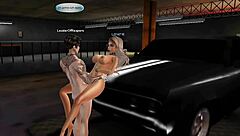 In the IMVU world, a nerd encounters a blonde bimbo in the garage and they engage in intense fucking.