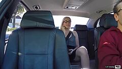 Hot Blonde Teen Niki Snow Licks and Rides Big Cock in Car Share