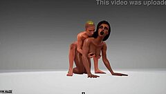 Cute guy mates with ebony amazonian in 3d porn wild life