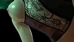 hot green-haired girl fucked from behind in 3d