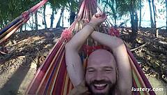 Kinky Couple Binds Tight for Rough Outdoor Hammock Sex