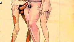 Vintage drawings showcase artistic scenes from past eras with creative antique styles.