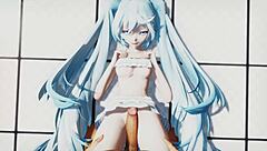 Teasing Miku Gets Wet Fingering Herself in Pool Photoshoot for 3D Cartoon Hentai Action