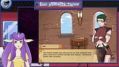 Avatar trainer gets blowjob from guard with big tits.