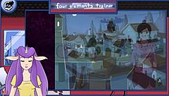 Avatar trainer gets blowjob from guard with big tits.