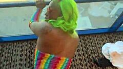 moee baby in cosplay twerking with gibby the clown