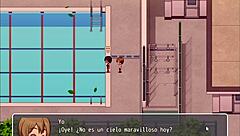 Hentai Game: Daily Life of My Countryside - Español Parte 10 - Bathroom Bang and School Pool Spy